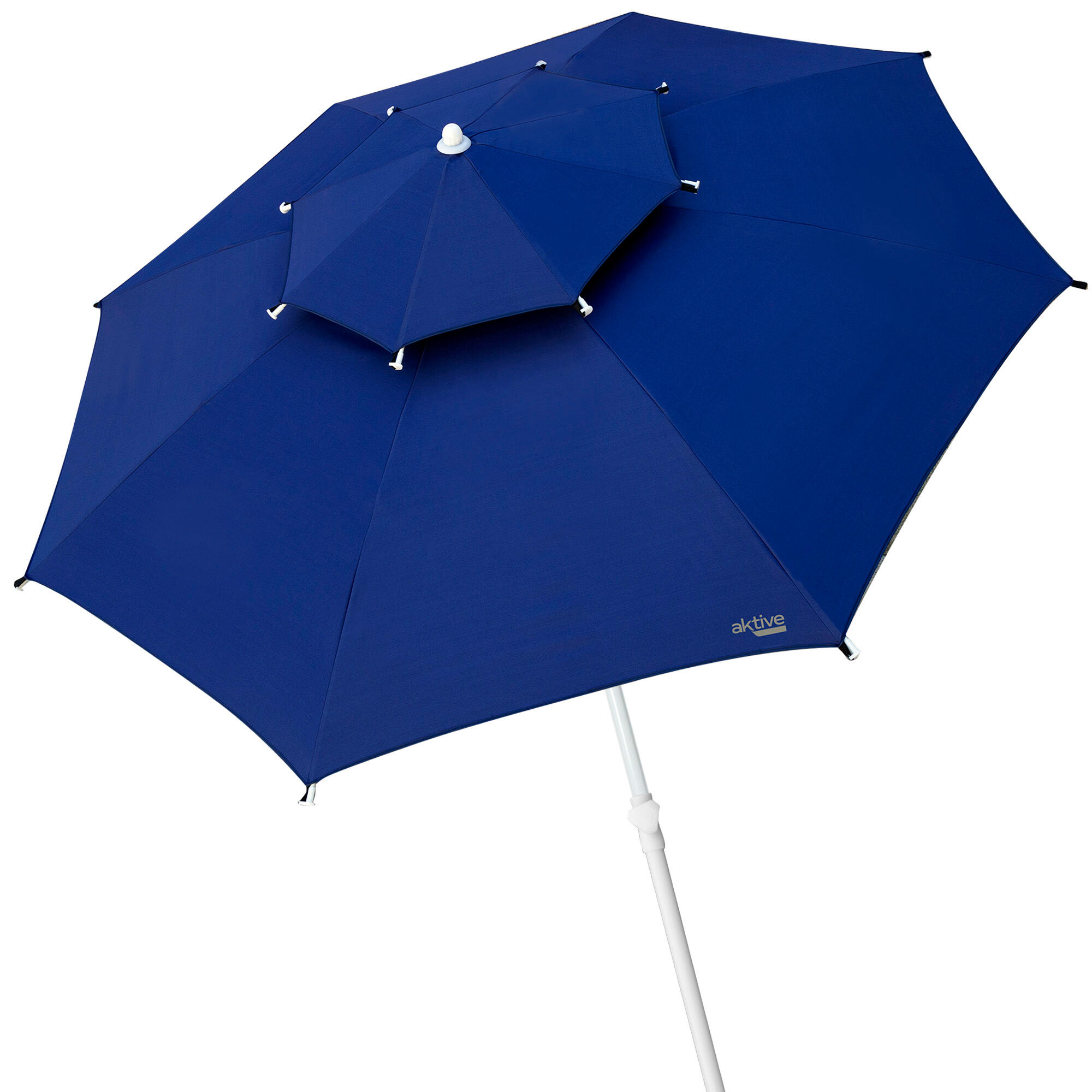 Guarda-sol à prova de vento azul com teto duplo de 280 cm e proteção UV30