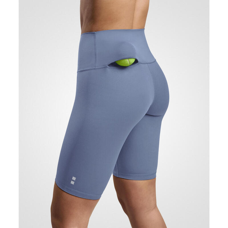 Legging Short de Tennis/Padel avec Poche à Balle Femme - Gris Pierre