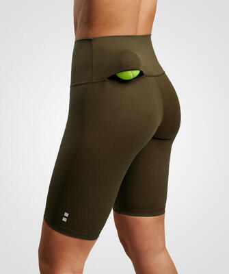 Smart tennis/padel short legging met balzak dames olijfgroen
