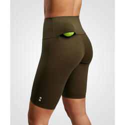 Smart Legging Tennis-/Padelshort voor dames met balzak - Olijfgroen