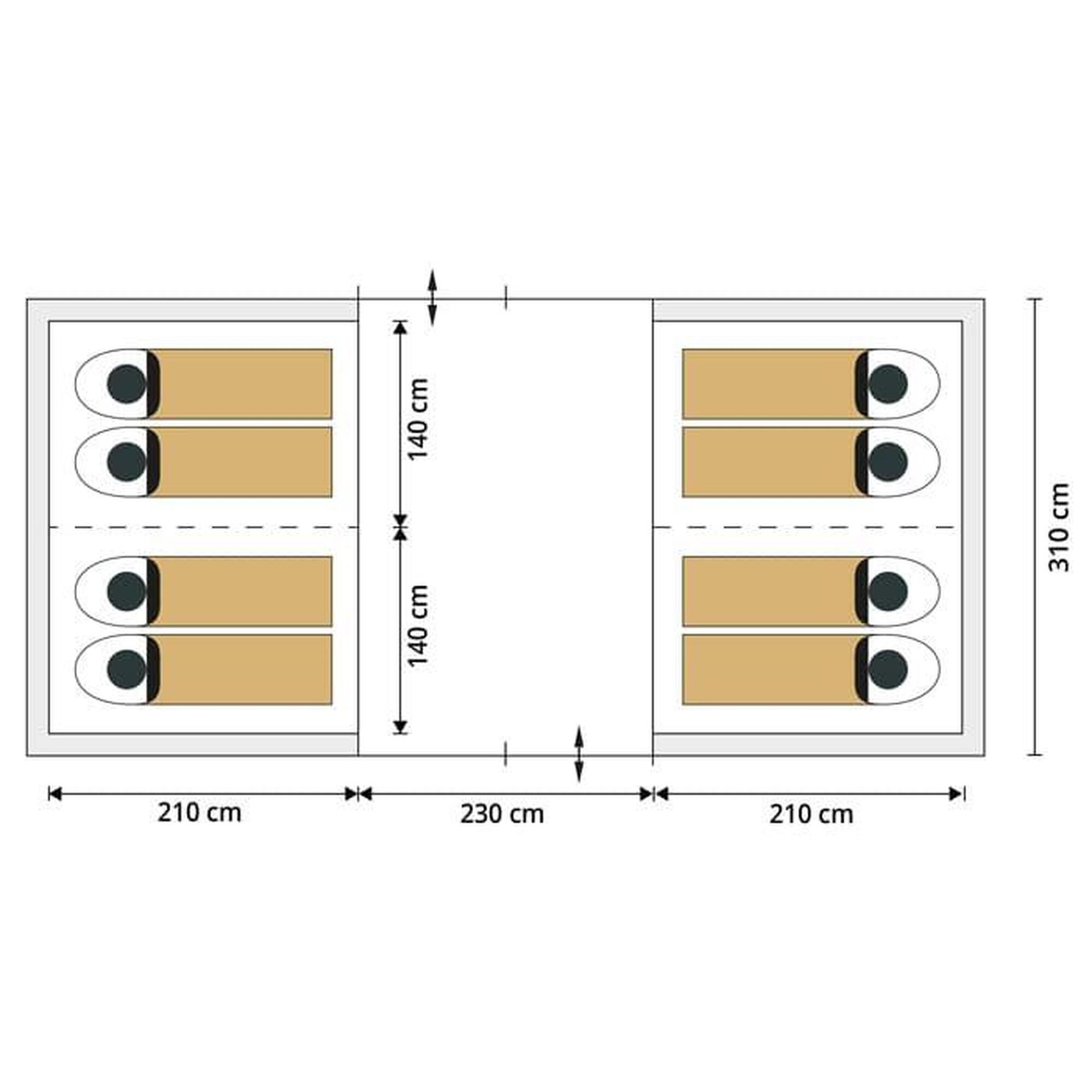 Tente tunnel Hurricane 8 Sleeper Protect - 8 places - Sol cousu, 2 cabines