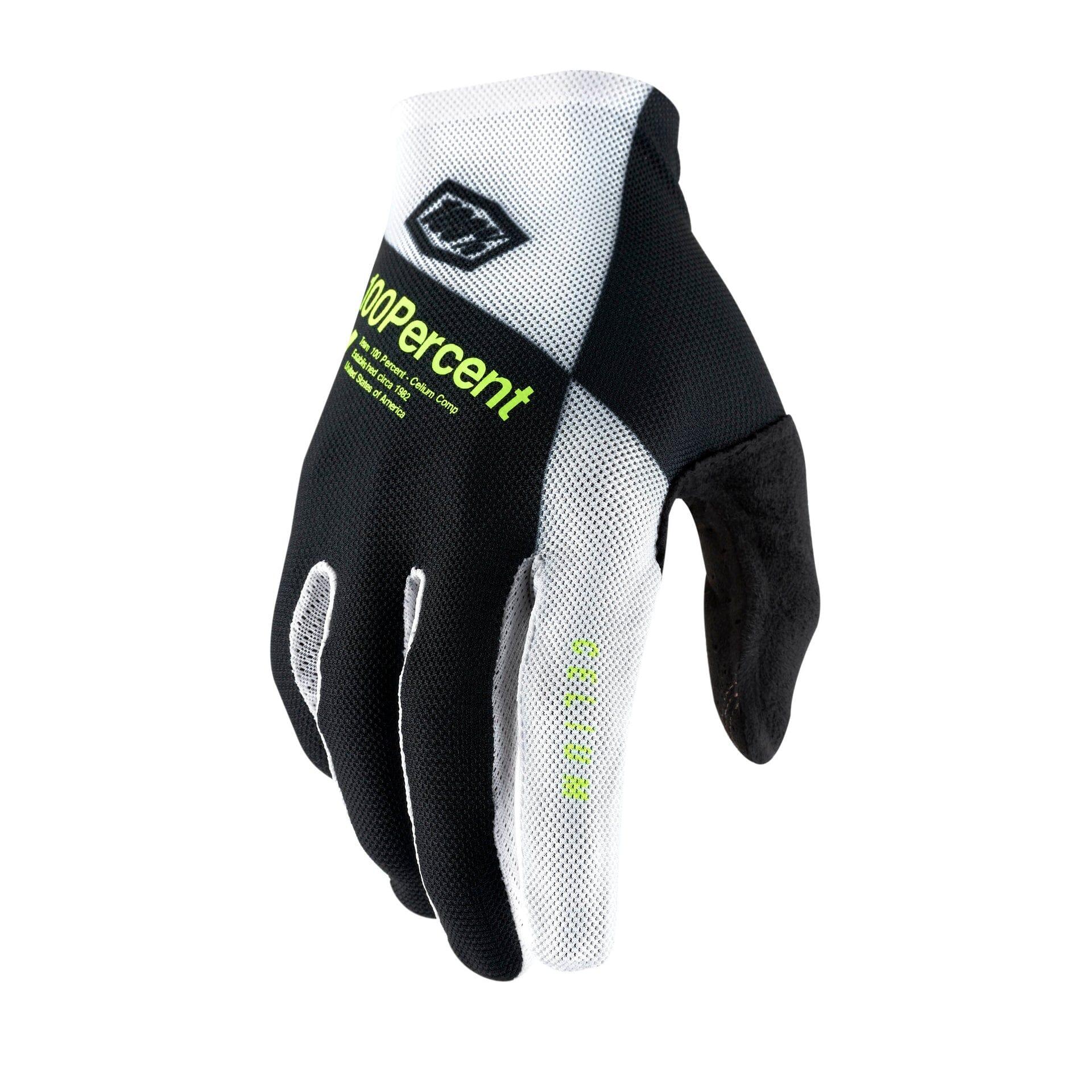 100 Percent CELIUM Gloves Black/White/Fluo Yellow