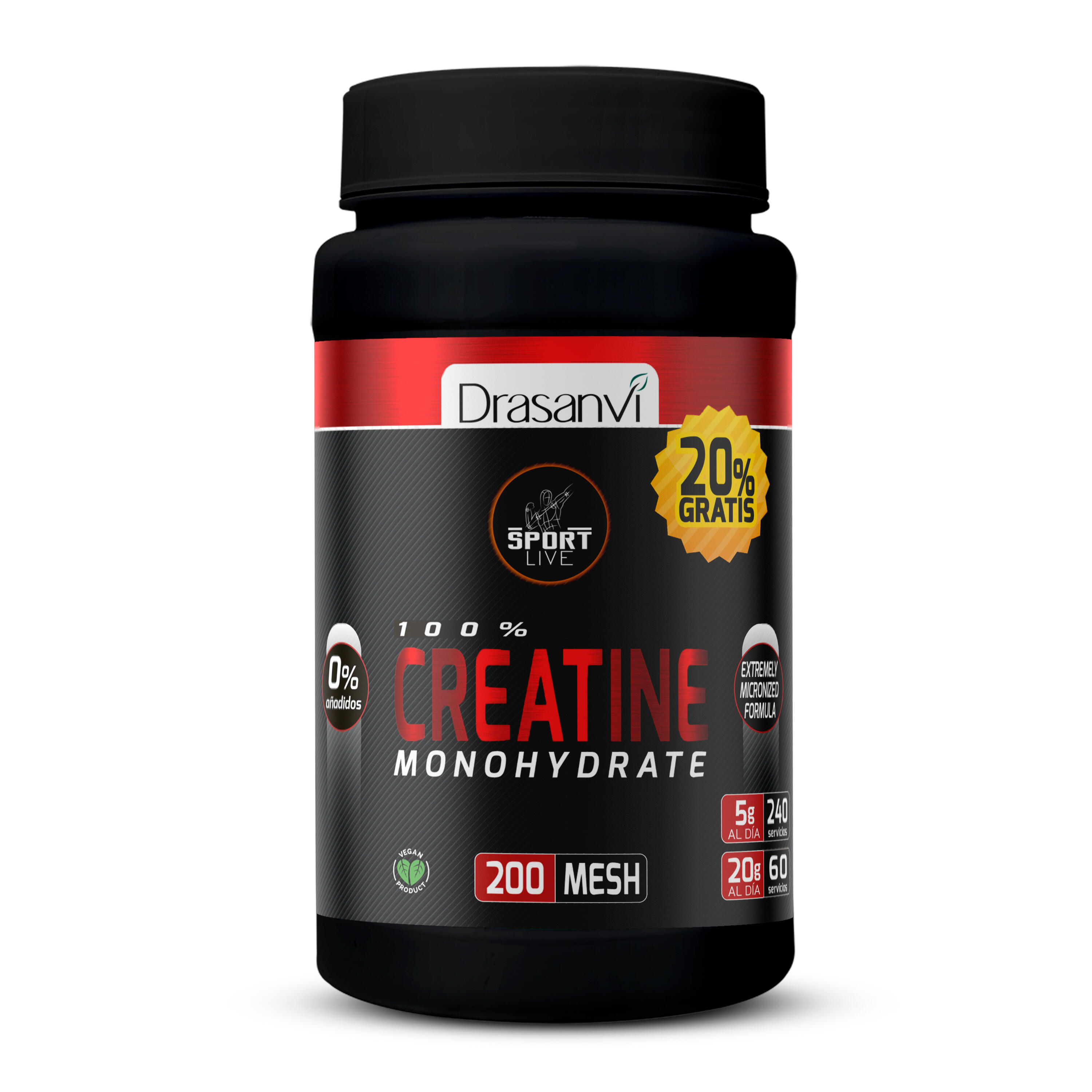 Creatina Monohidratada Sport Live - 200 Mesh - 1Kg + 200gr GRATIS - DRASANVI 1/6