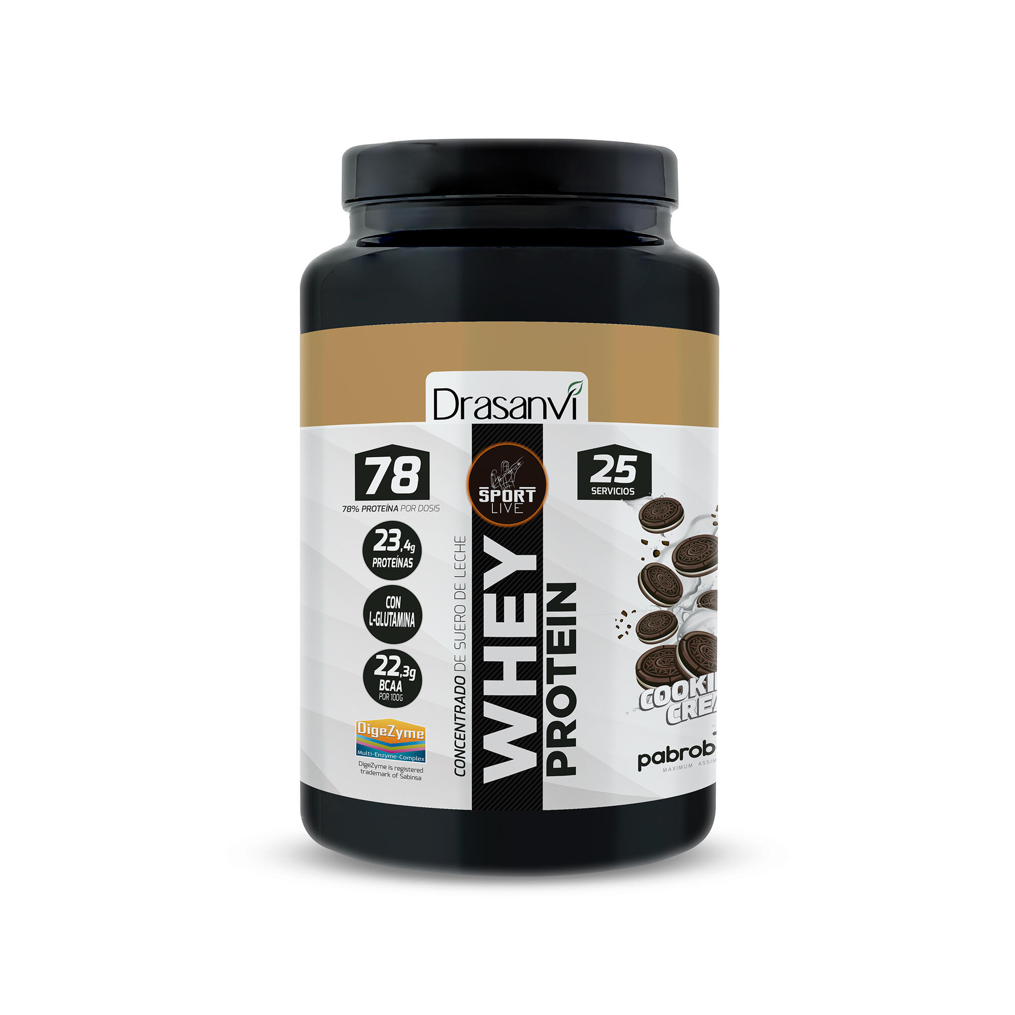 DRASANVI Whey Protein Concentrada Sport Live - Bolachas e creme - 750Gr - DRASANVI