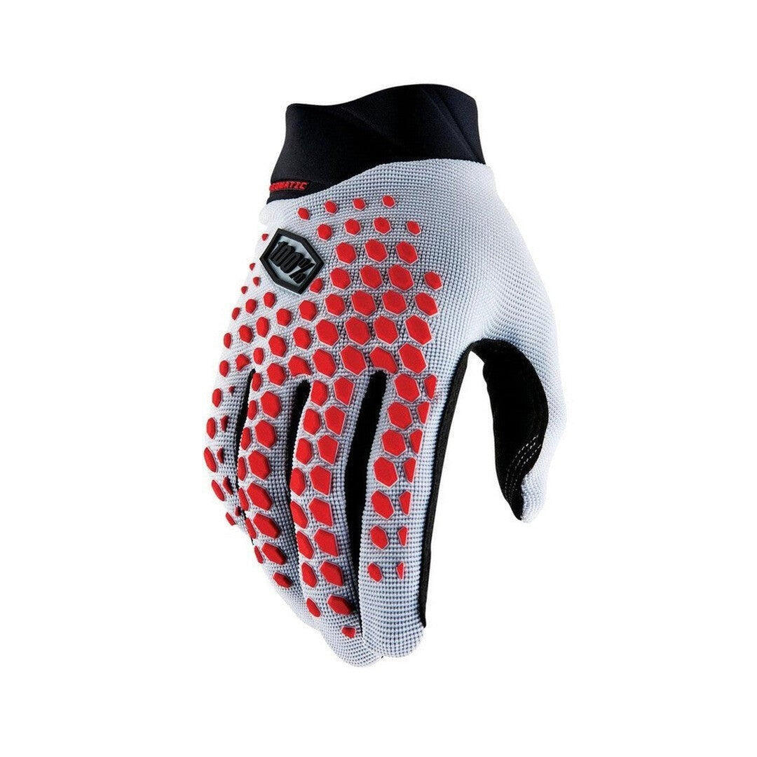 100 Percent Geomatic Gloves - Grey/Racer Red