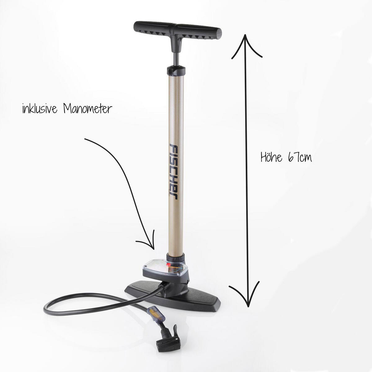 FISCHER Standpumpe Duokopf mit Manometer 3/6