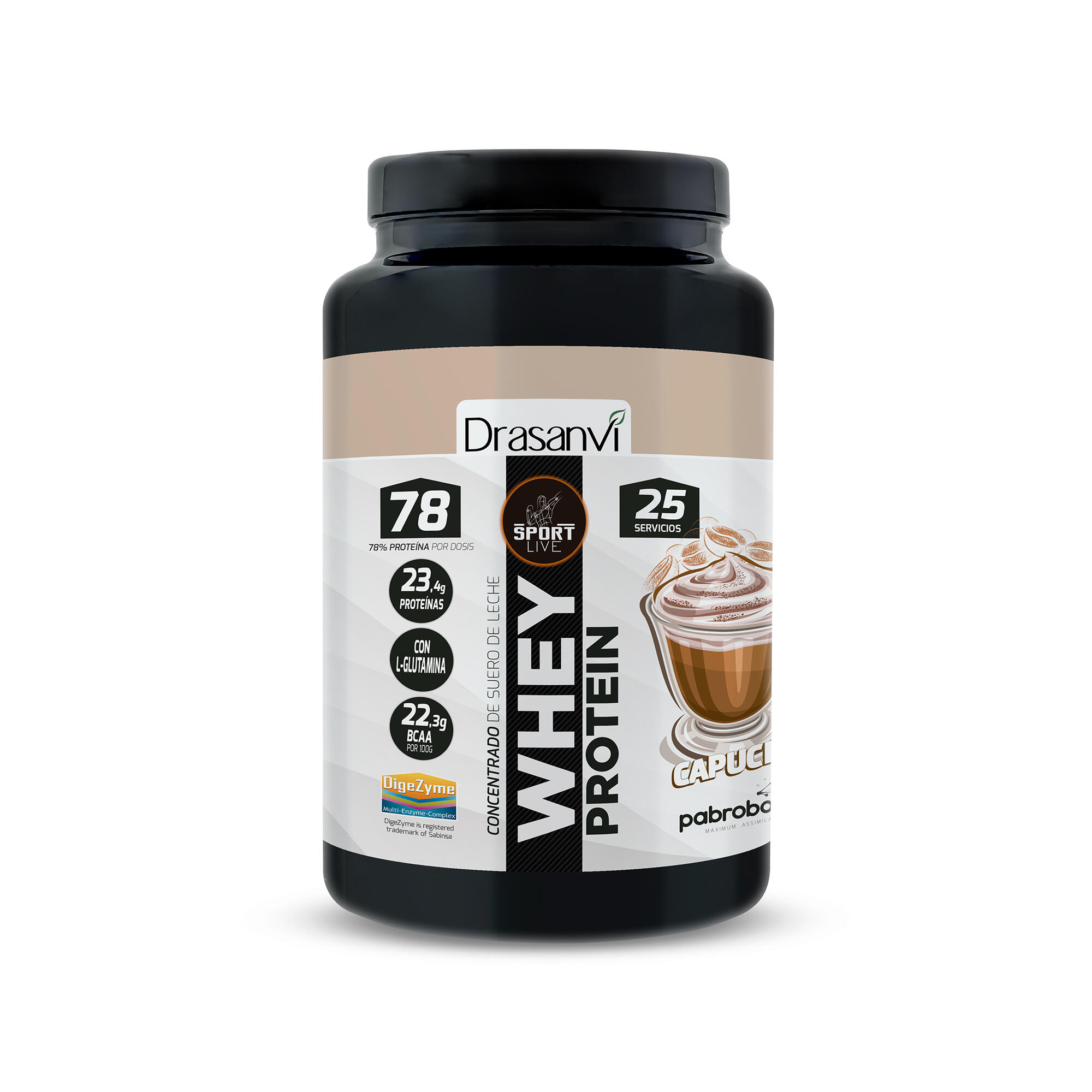DRASANVI Whey Protein Concentrada Sport Live - Capuchino - 750Gr - DRASANVI