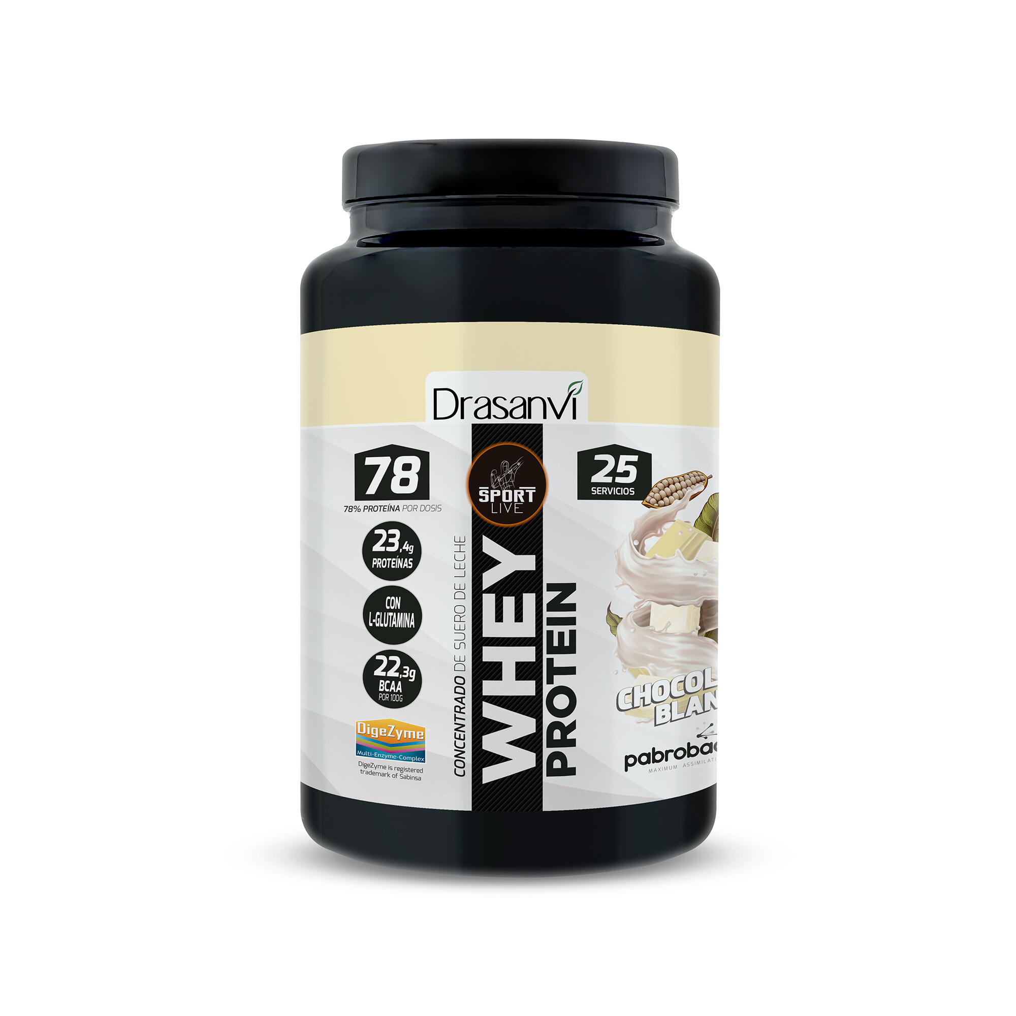 DRASANVI Whey Protein Concentrada Sport Live - Chocolate Branco - 750Gr - DRASANVI