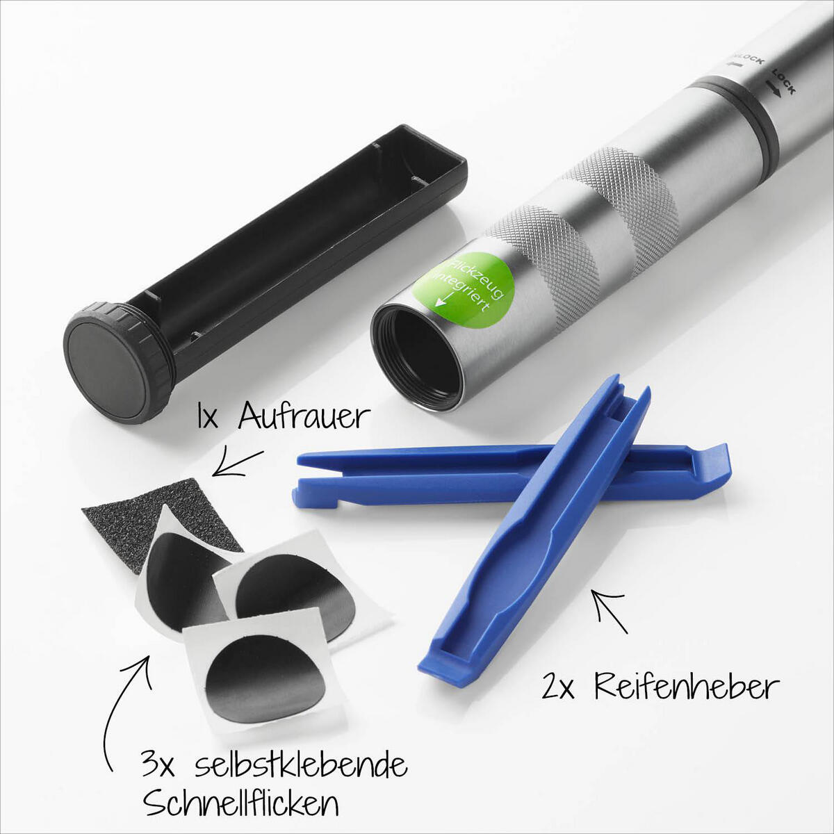 Mini pompe à air avec kit de réparation pneu intégré Fischer 2/7