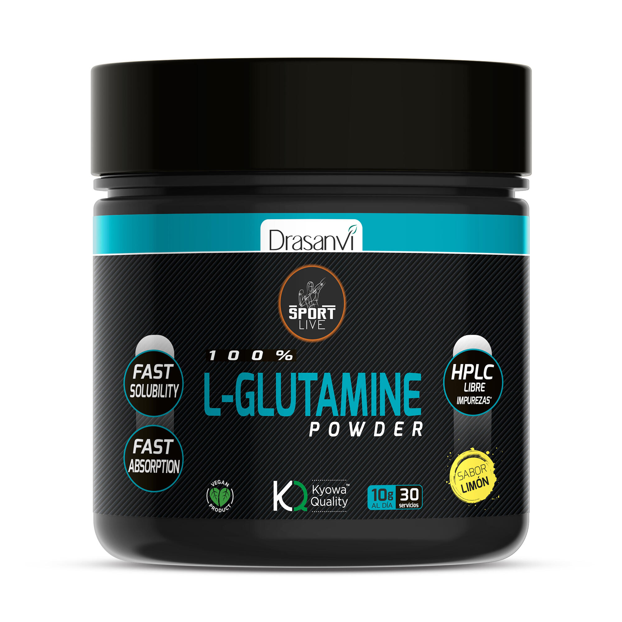 DRASANVI L-Glutamina Kyowa Quality Sport Live - Sabor Limão - 300Gr - DRASANVI