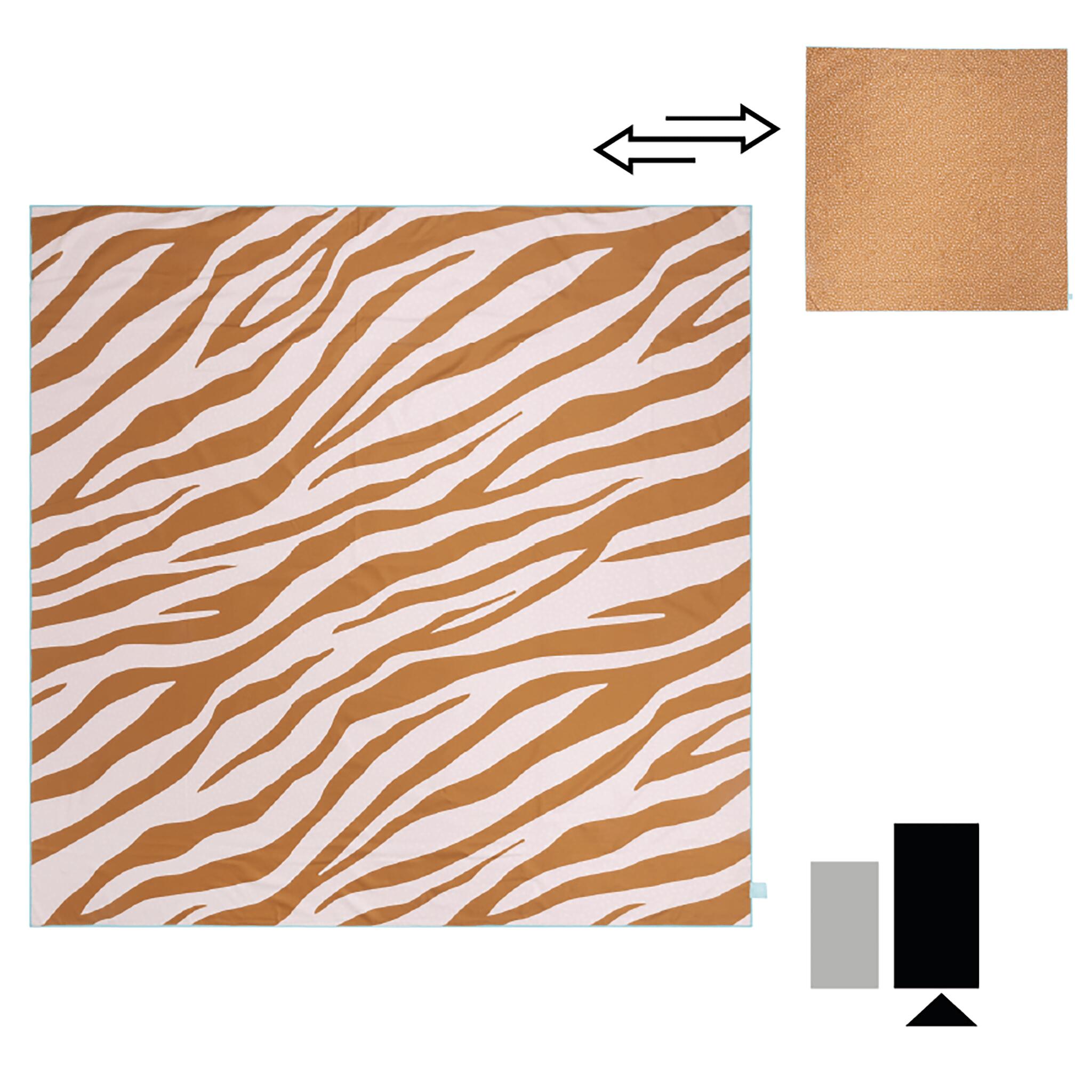 Telo Mare in Microfibra XXL Arancione/Caramello Zebrato 180 x 180 cm 2/3