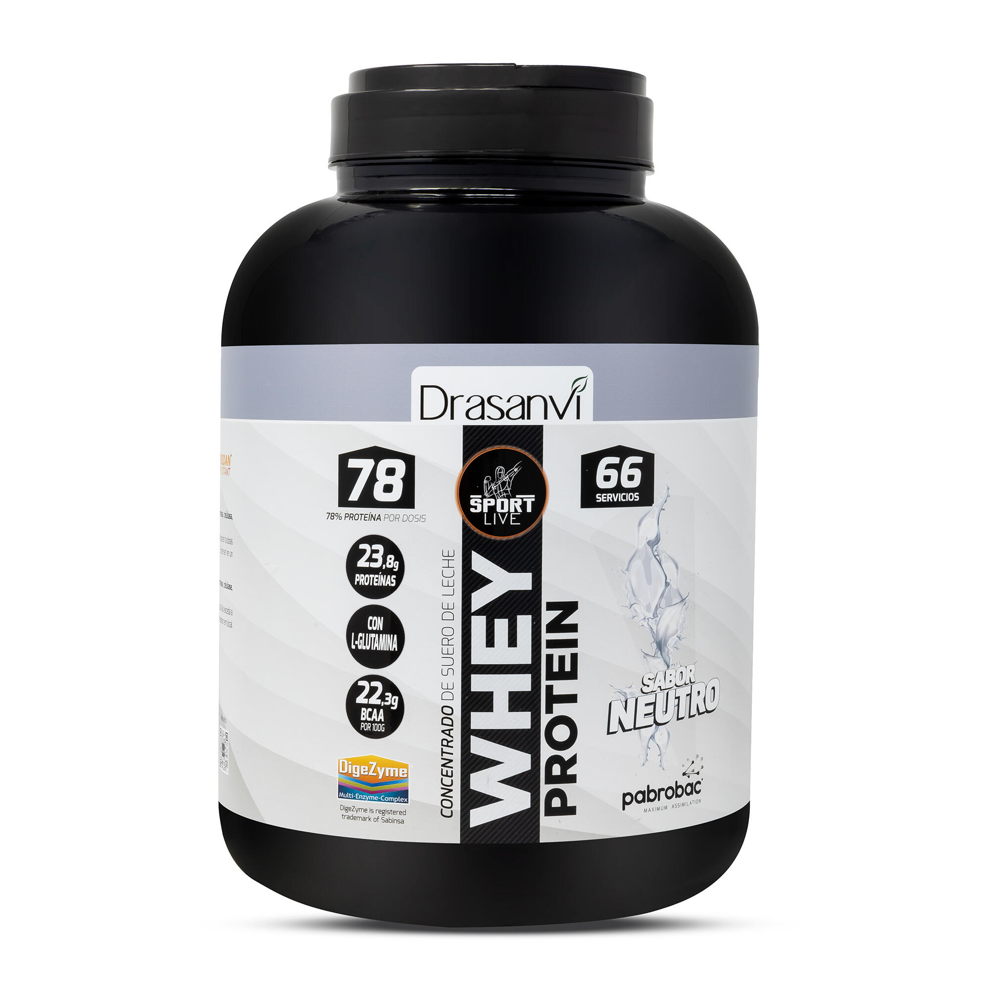 DRASANVI Whey Protein Concentrada Sport Live - Sabor Neutro - 2Kg - DRASANVI