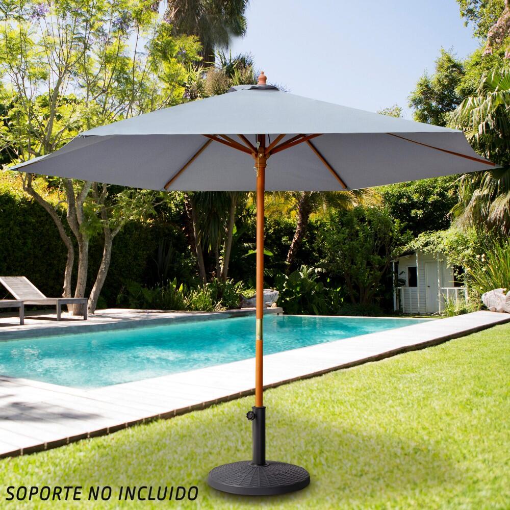 Parasol hexagonal 300 cm color antracita mástil madera Aktive 5/5