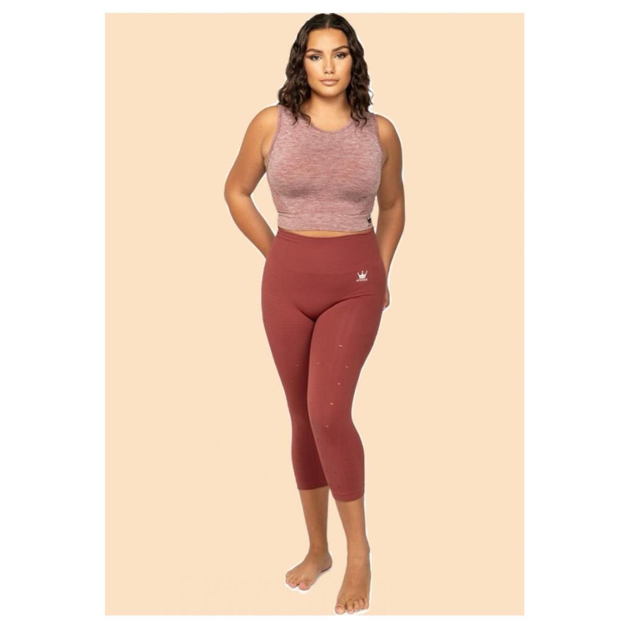 Anaissa - Legging Femme Fitness Sans Coutures Fibre Emana Taille Haute Namasté - Corsaire - Orange|rouge - 40 M - Decathlon