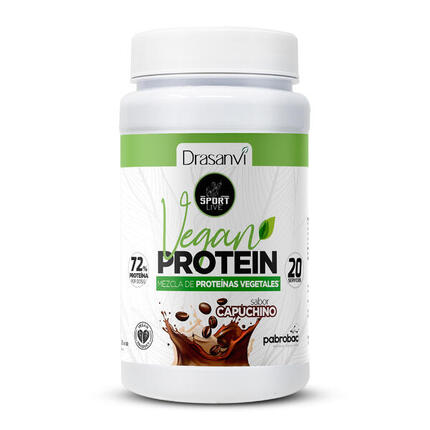 Proteína Vegana Sport Live - 72% Proteína - Sabor Capuchino - 600g - DRASANVI