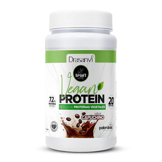 Proteína Vegana Sport Live - 72% Proteína - Sabor Capuchino - 600g - DRASANVI