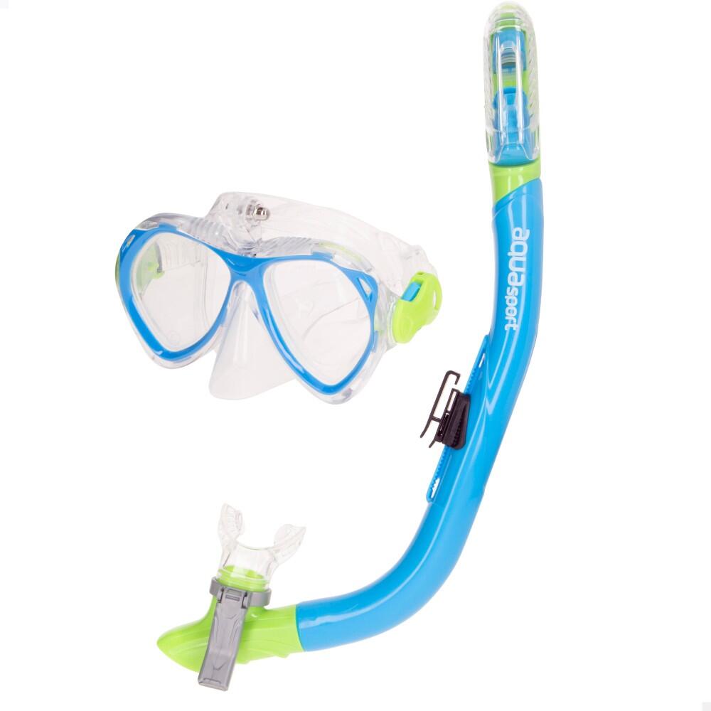 Aktive - Set Lunettes De Plongée Et Tuba Pour Enfants Avec Support Caméra Aqua Sport - Kit De Snorkeling - Blanc|bleu - No Size - Decathlon