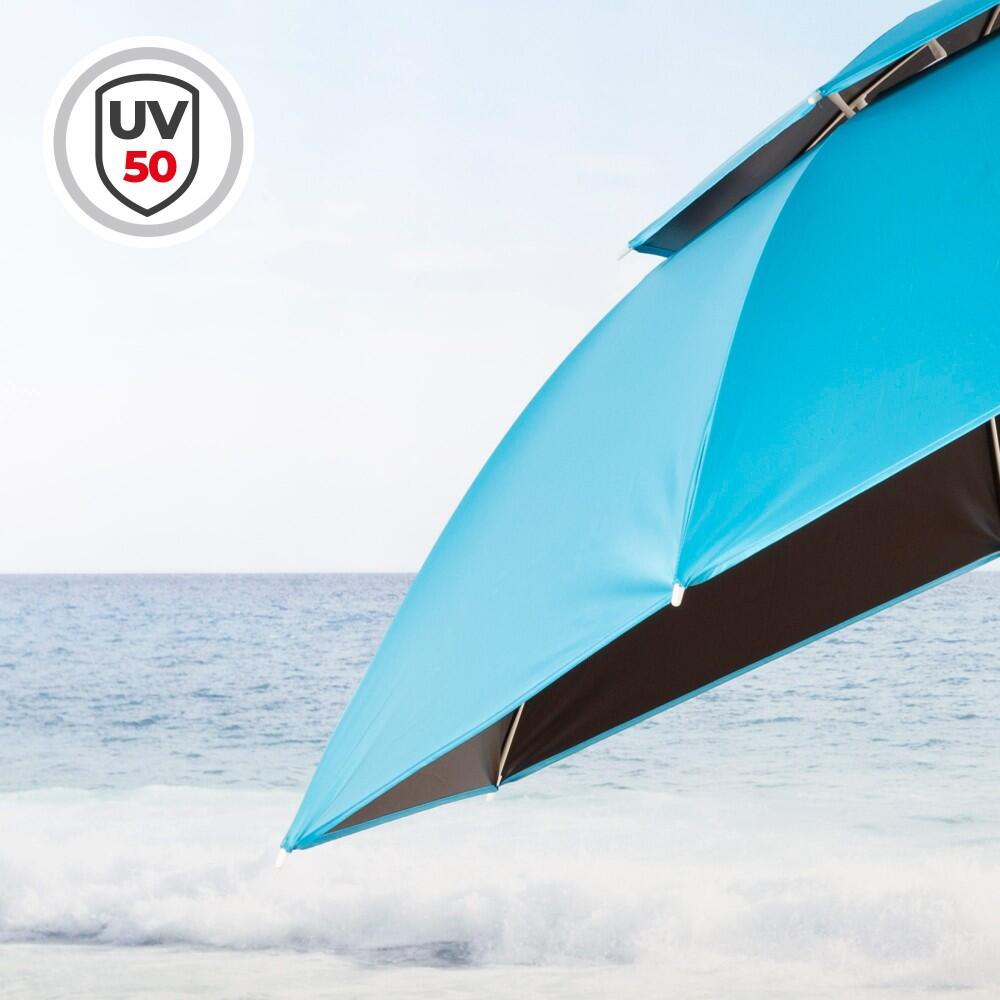 GIANTEX Parasol De Plage Anti UV 2,2 M Avec Mécanisme Inclinable 30°,Protection UV 50 ,Sac De Transport,Pied Amovible - Jardin