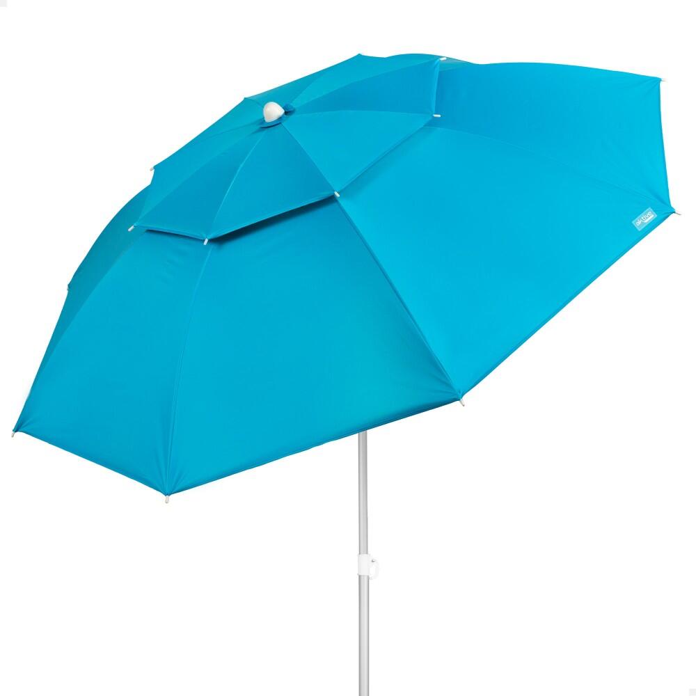 AKTIVE Aktive Sombrilla playa antiviento 200 cm inclinable azul UV50 c/funda
