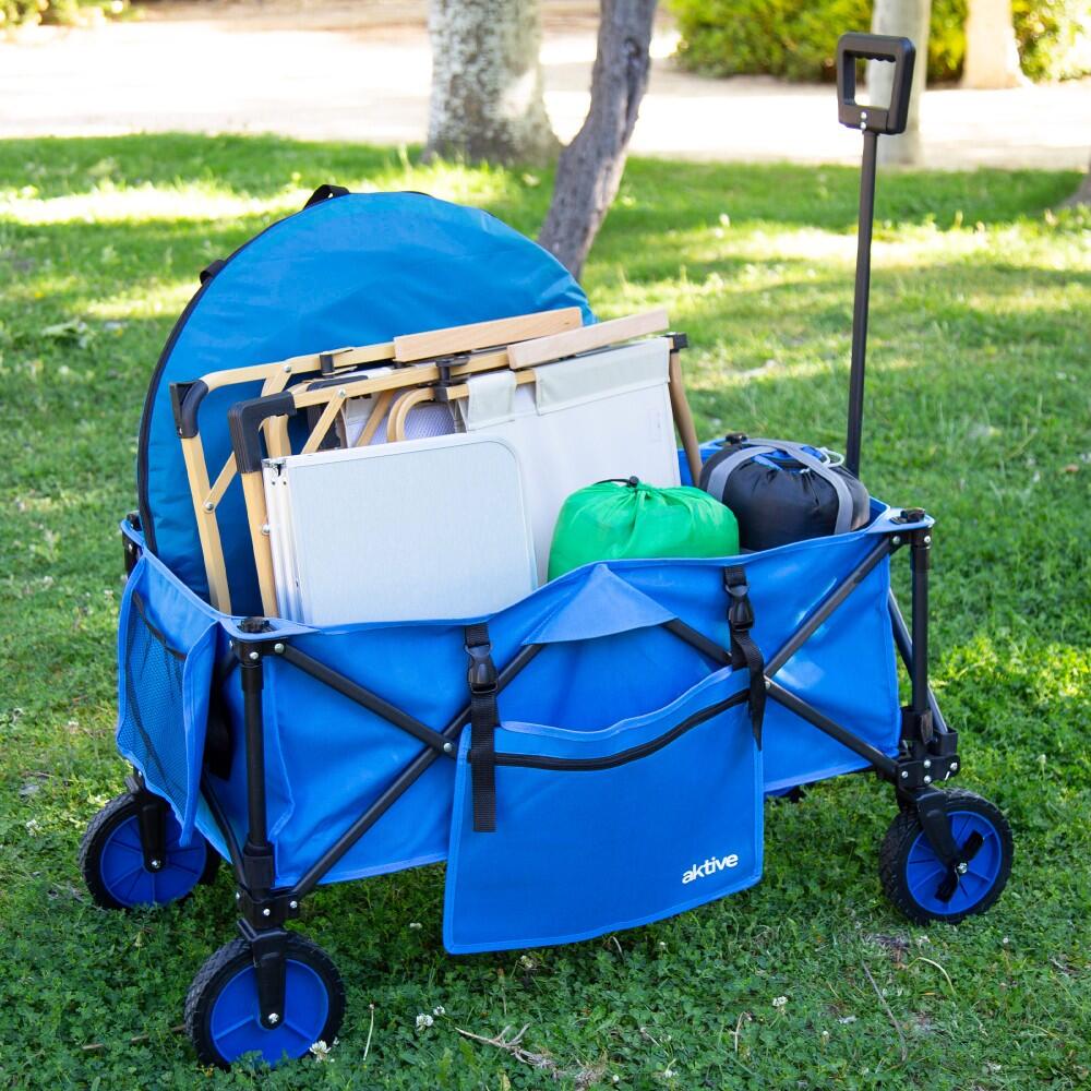 Aktive Chariot de plage pliable bleu avec roues 360 6/7