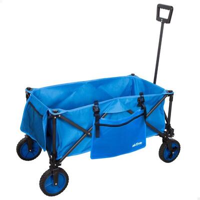 Aktive Carrello da spiaggia pieghevole blu con ruote a 360°