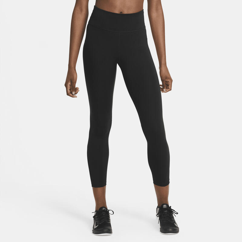 Colanti femei Nike One Mid-Rise 78 Mesh-Panelled Leggings, Negru