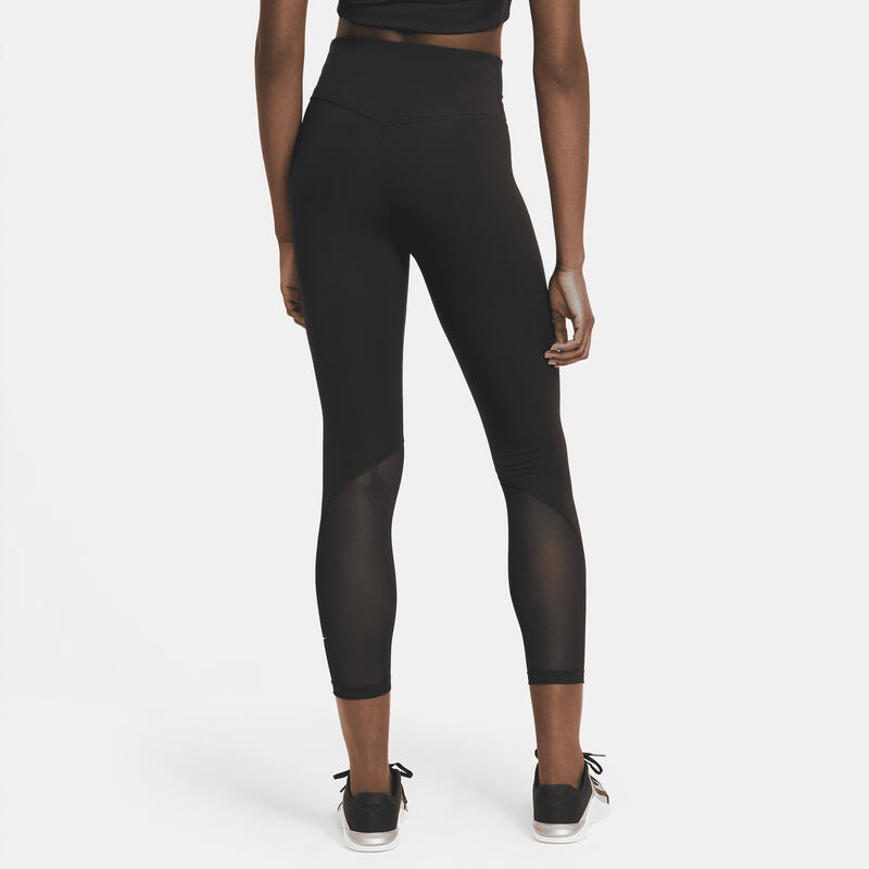 Sportleggings Nike One Mid-Rise 78 Mesh-Panelled, Fekete, Nők