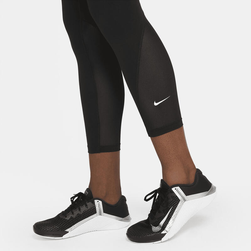 Sportleggings Nike One Mid-Rise 78 Mesh-Panelled, Fekete, Nők