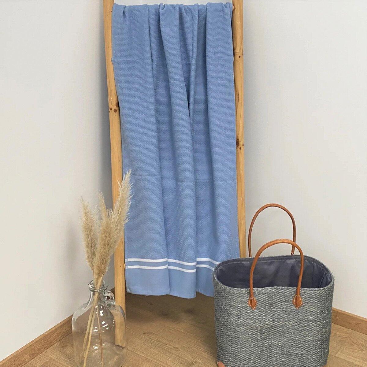 Fouta com forro de felpa - Waffle Cinza azul - 90x170 cm - 355 g/m² 3/3