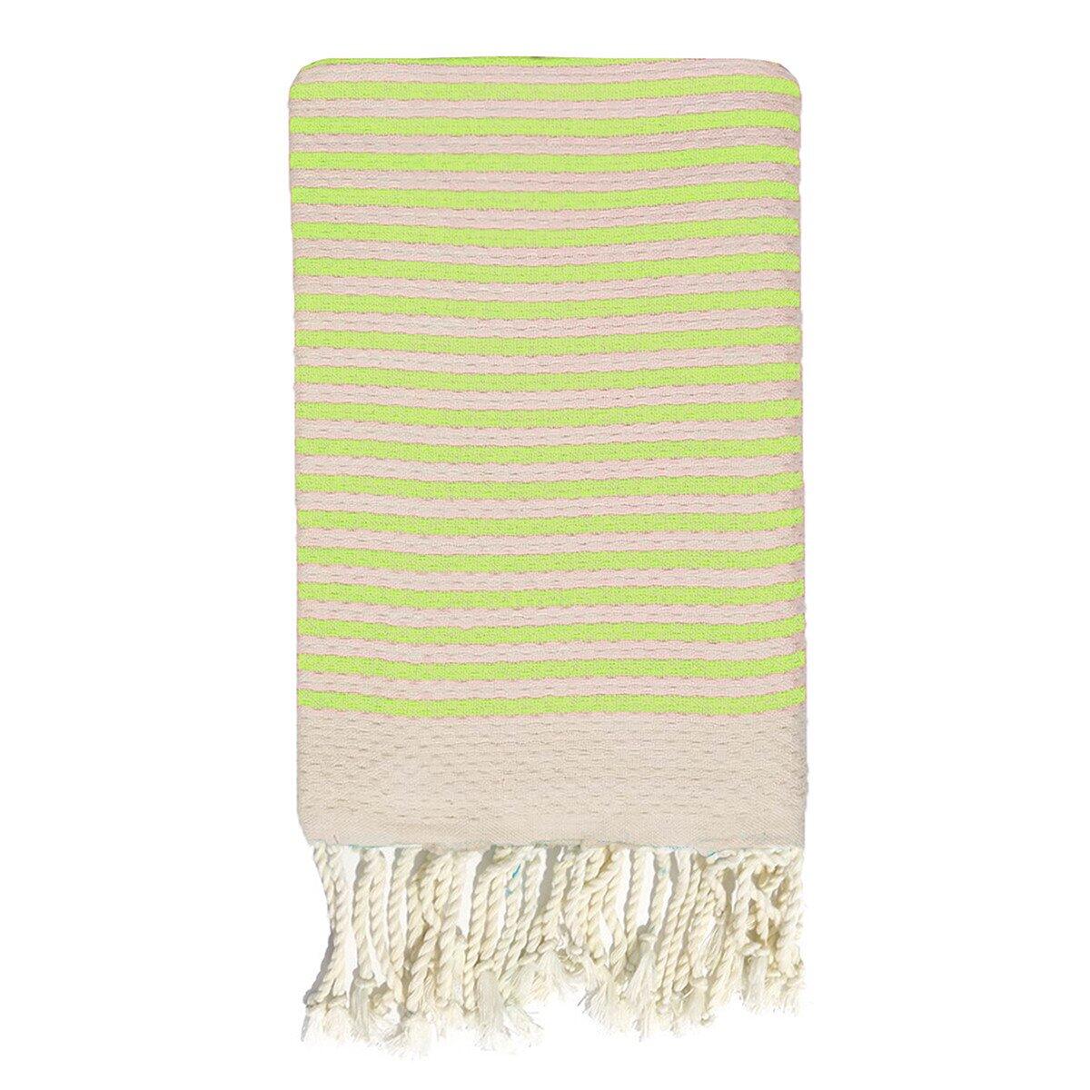 Le Comptoir De La Plage - Fouta Traditionnelle En Coton 100x200 Cm Nid D'Abeille - Serviette - Vert - 42 M/l - Decathlon