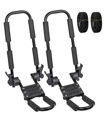 Kajak J-Bar Dachträger verstellbar 2er Set – Kajakhalter Auto SUP Surfbrett Alu