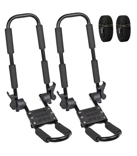 Kajak J-Bar Dachträger verstellbar 2er Set – Kajakhalter Auto SUP Surfbrett Alu