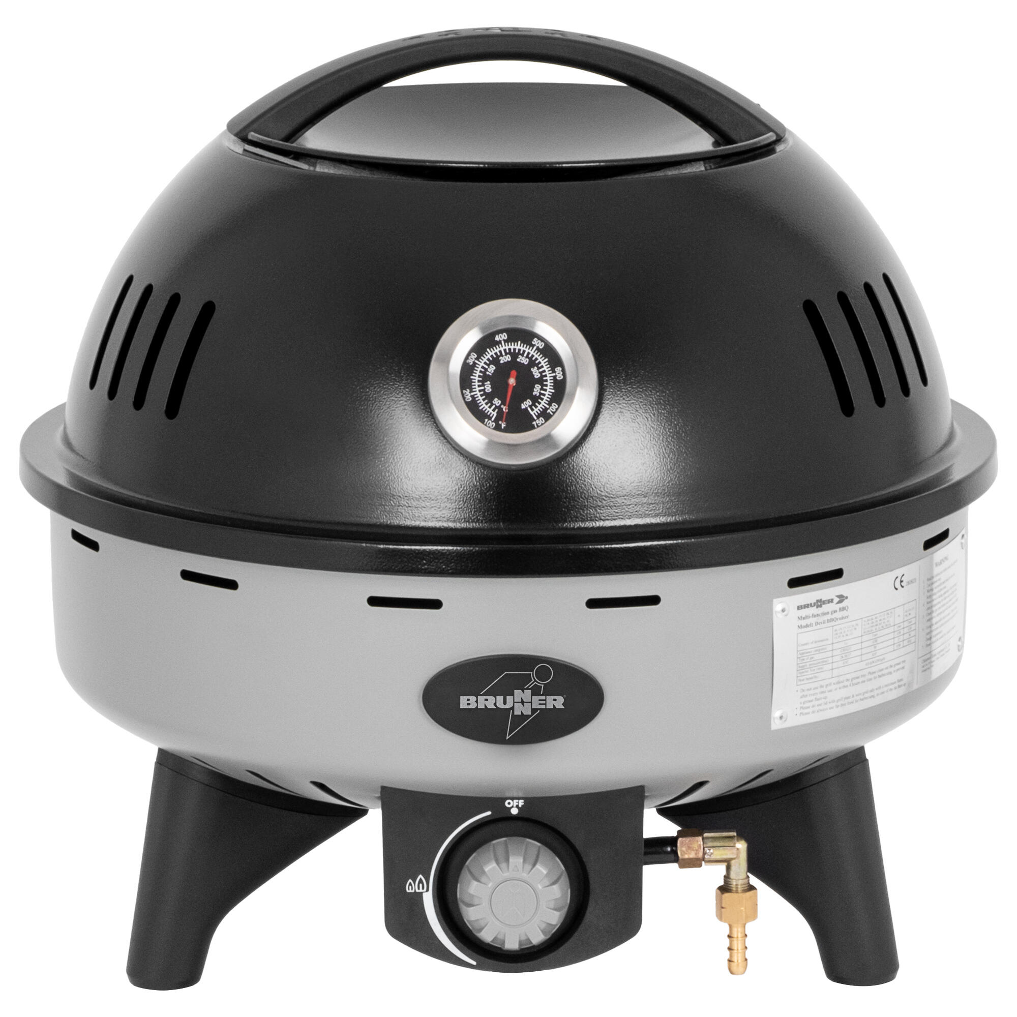 Grill Portatile Gas BBQRUISER LT 30mbar. Coperchio con Termometro |  Brunner