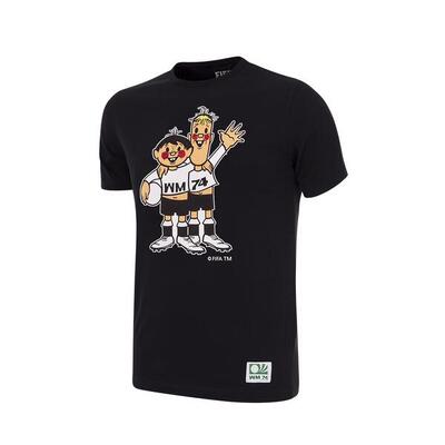 T-shirt - kinderen - duitsland wk 1974 wk mascotte - korte mouw - zwart