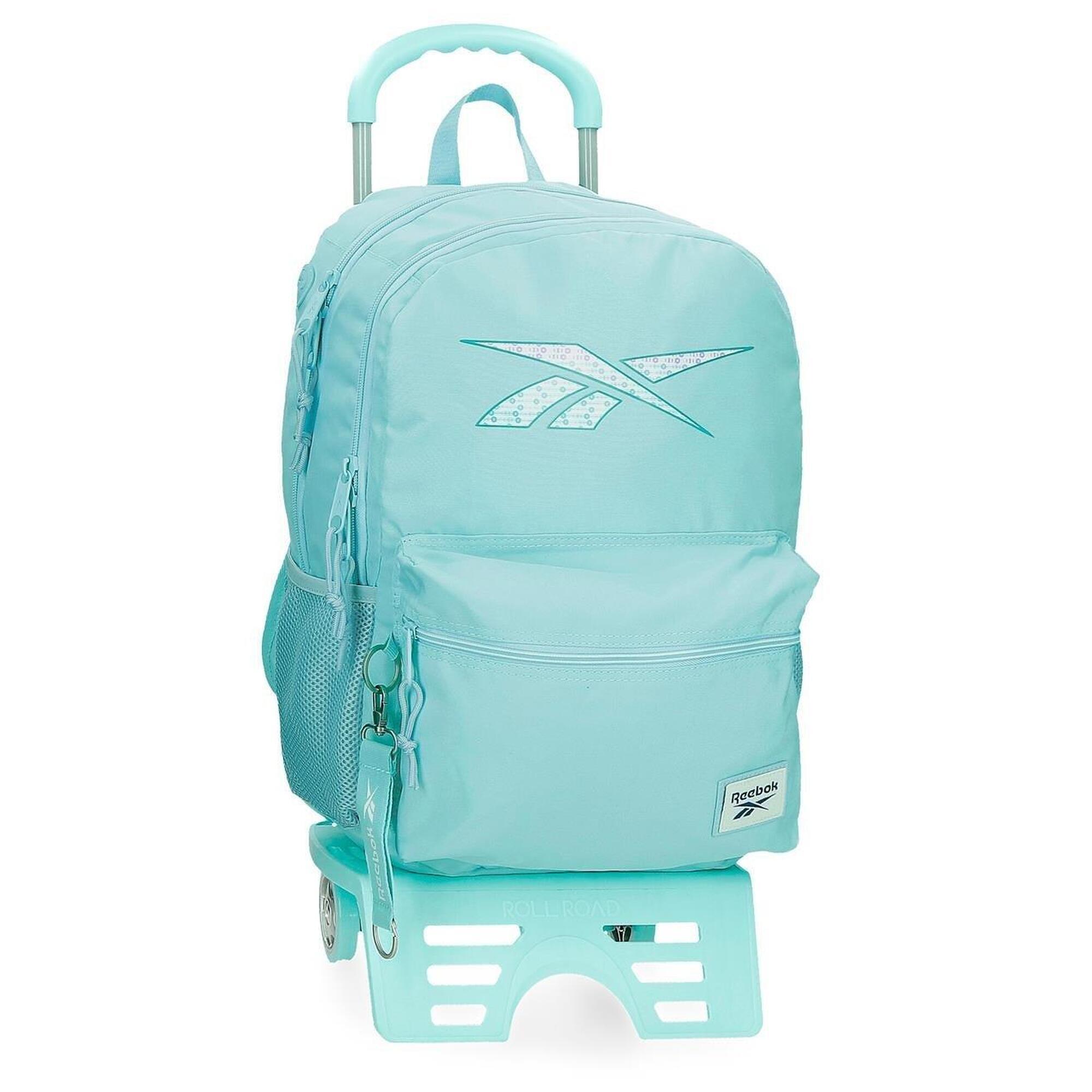 Mochila escolar  con carro Reebok Ann 44cm Turquesa