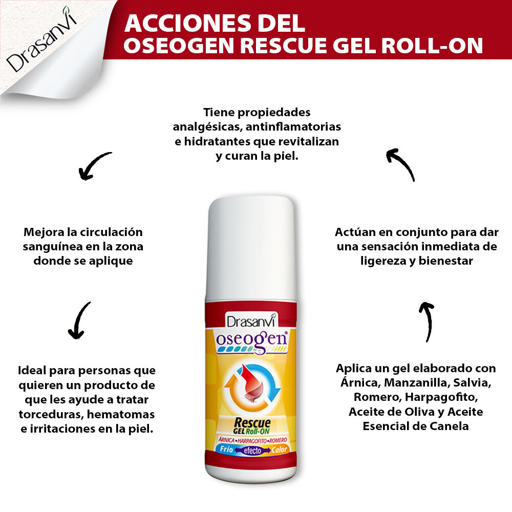Gel Roll On Rescue Oseogen - Efecto Analgésico - 60ml - DRASANVI 5/6