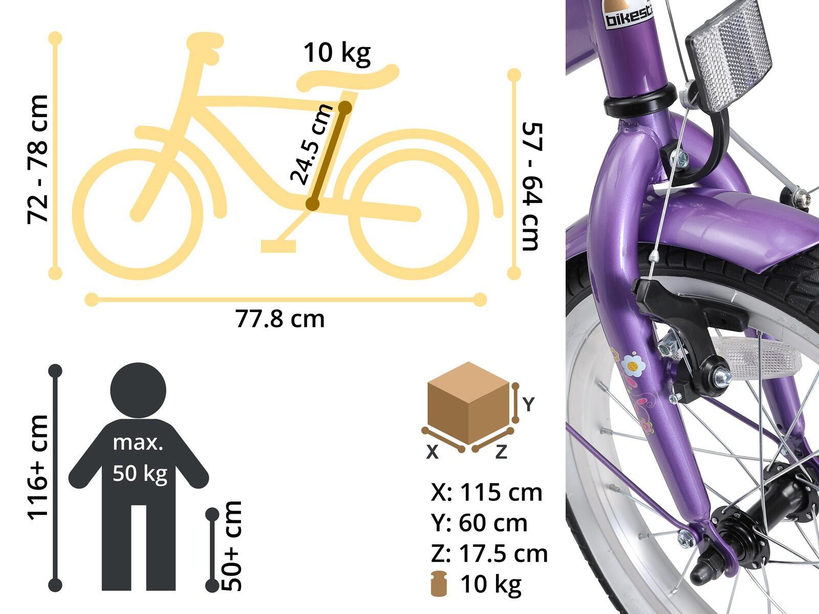 Bikestar kinderfiets Classic 16 inch lila/wit 5/5