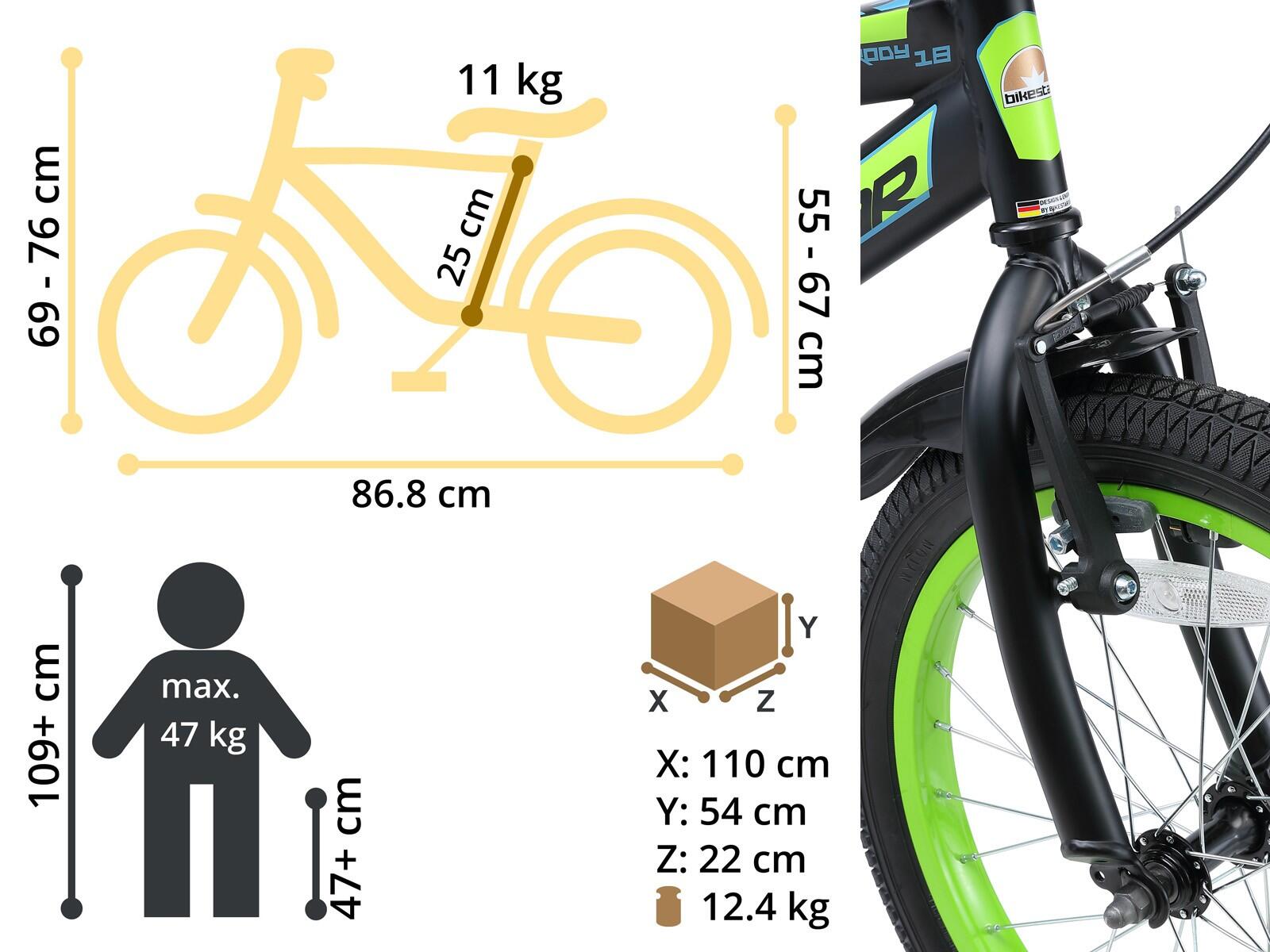 Bikestar kinderfiets Urban Jungle 18 inch zwart/groen 5/7