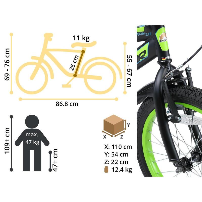 Vélo enfant 18 pouces à partir de 5 - 7 ans, VTC Urban Jungle