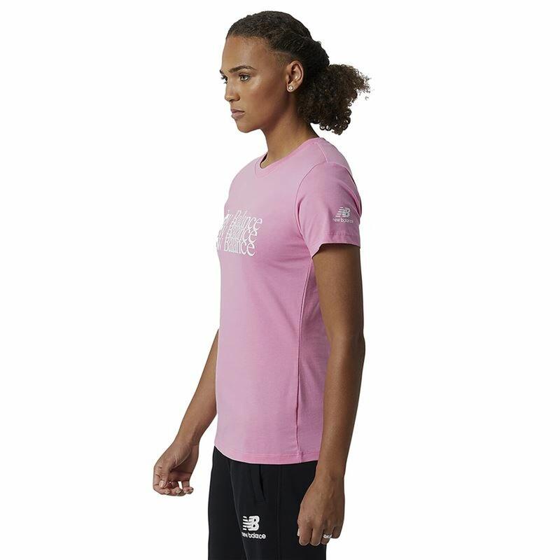 Camiseta de Manga Corta Mujer New Balance Essentials Celebrate Rosa