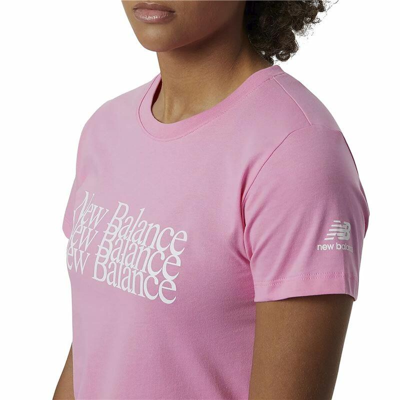 Camiseta de Manga Corta Mujer New Balance Essentials Celebrate Rosa