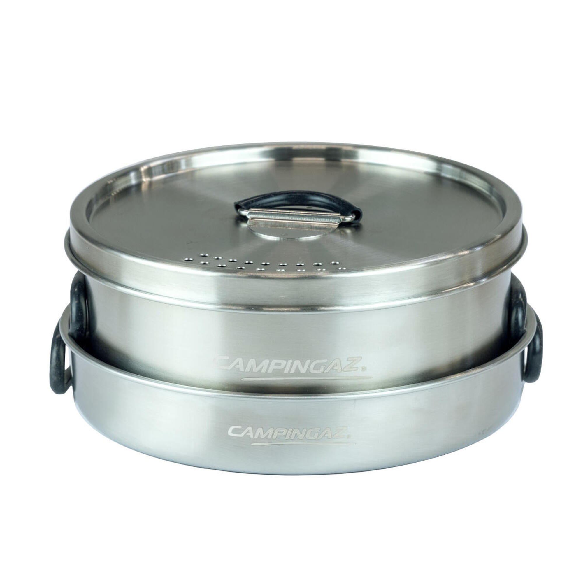 Trekking Kit stainless steel frying pan and saucepan CampinGaz