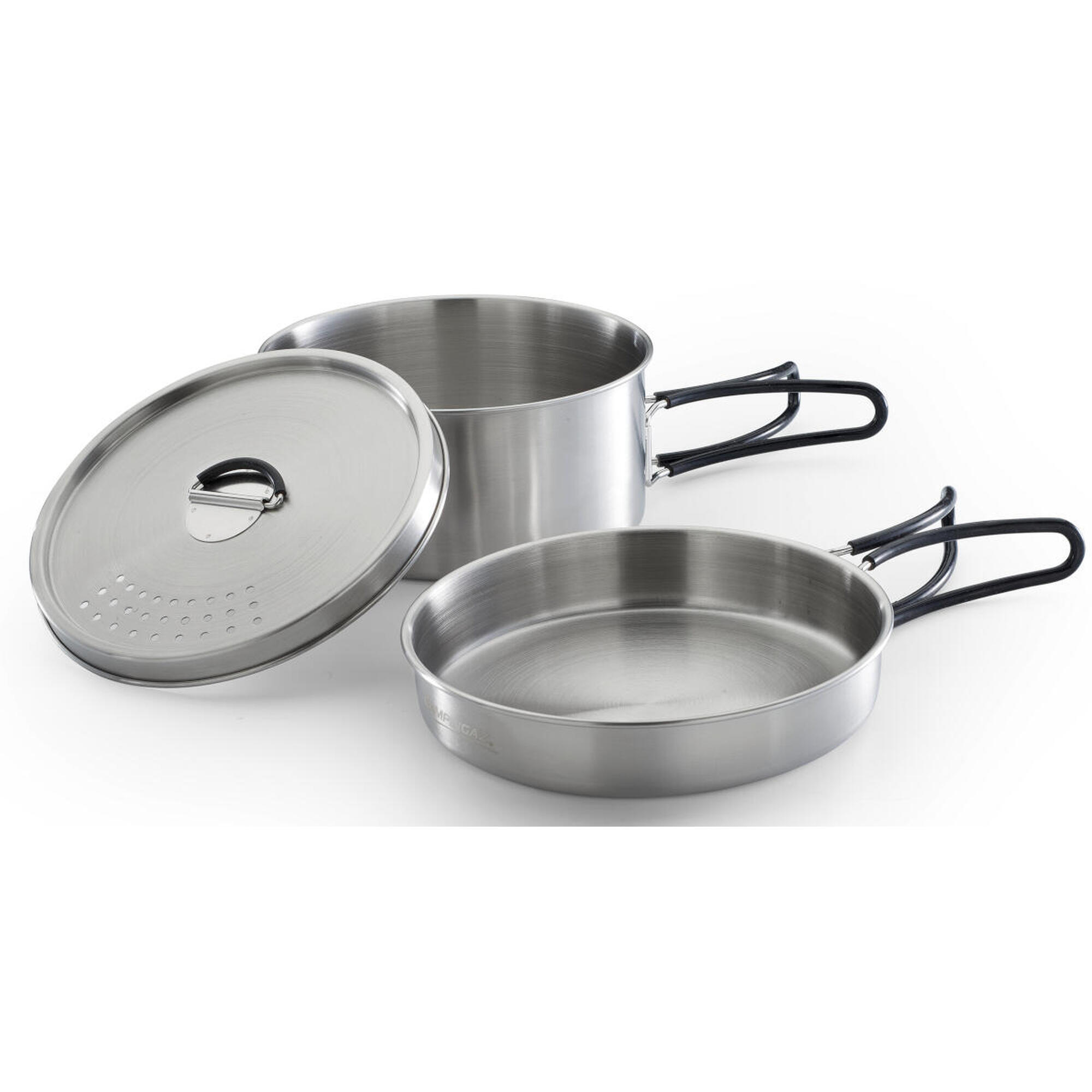 Trekking Kit stainless steel frying pan and saucepan CampinGaz