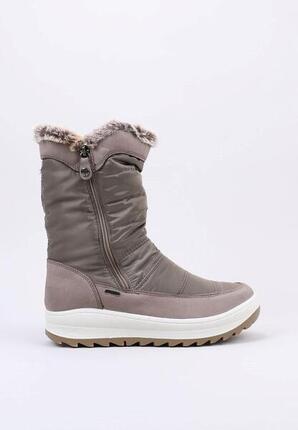 IMAC 459068 Bottes esquimales femme Taupe, cuir et textile imperméables