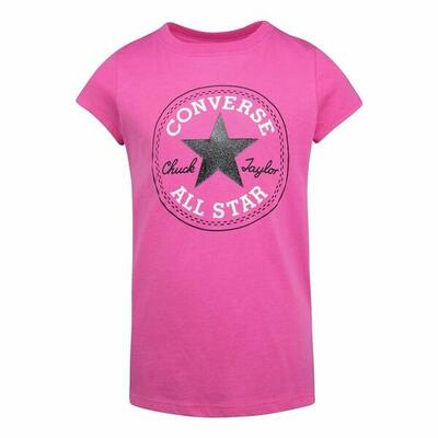 T-shirt met korte mouwen voor kinderen converse timeless chuck patch roze