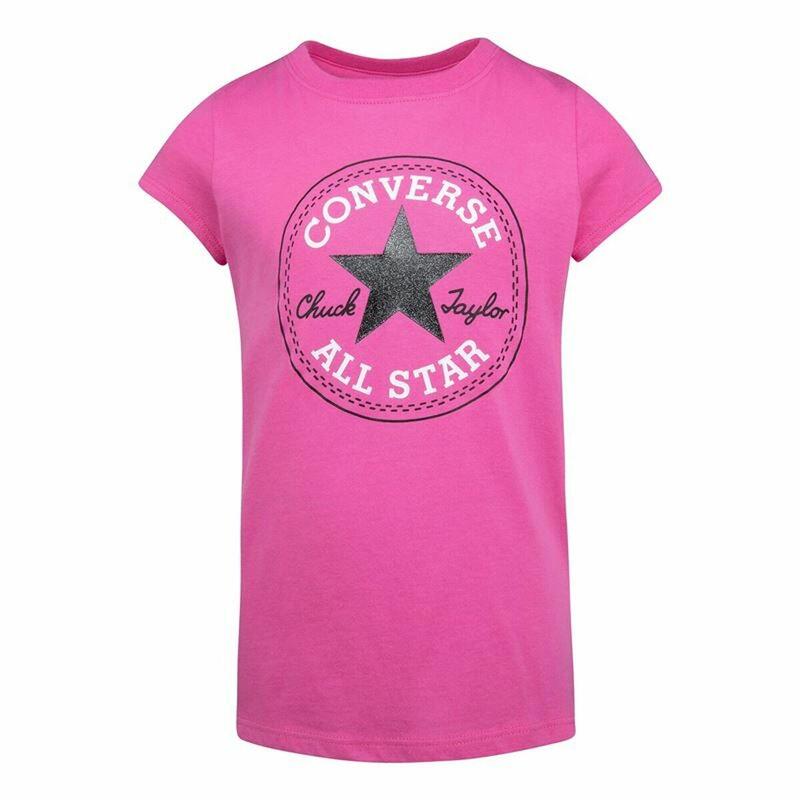 Camiseta de Manga Corta Infantil Converse Timeless Chuck Patch Rosa