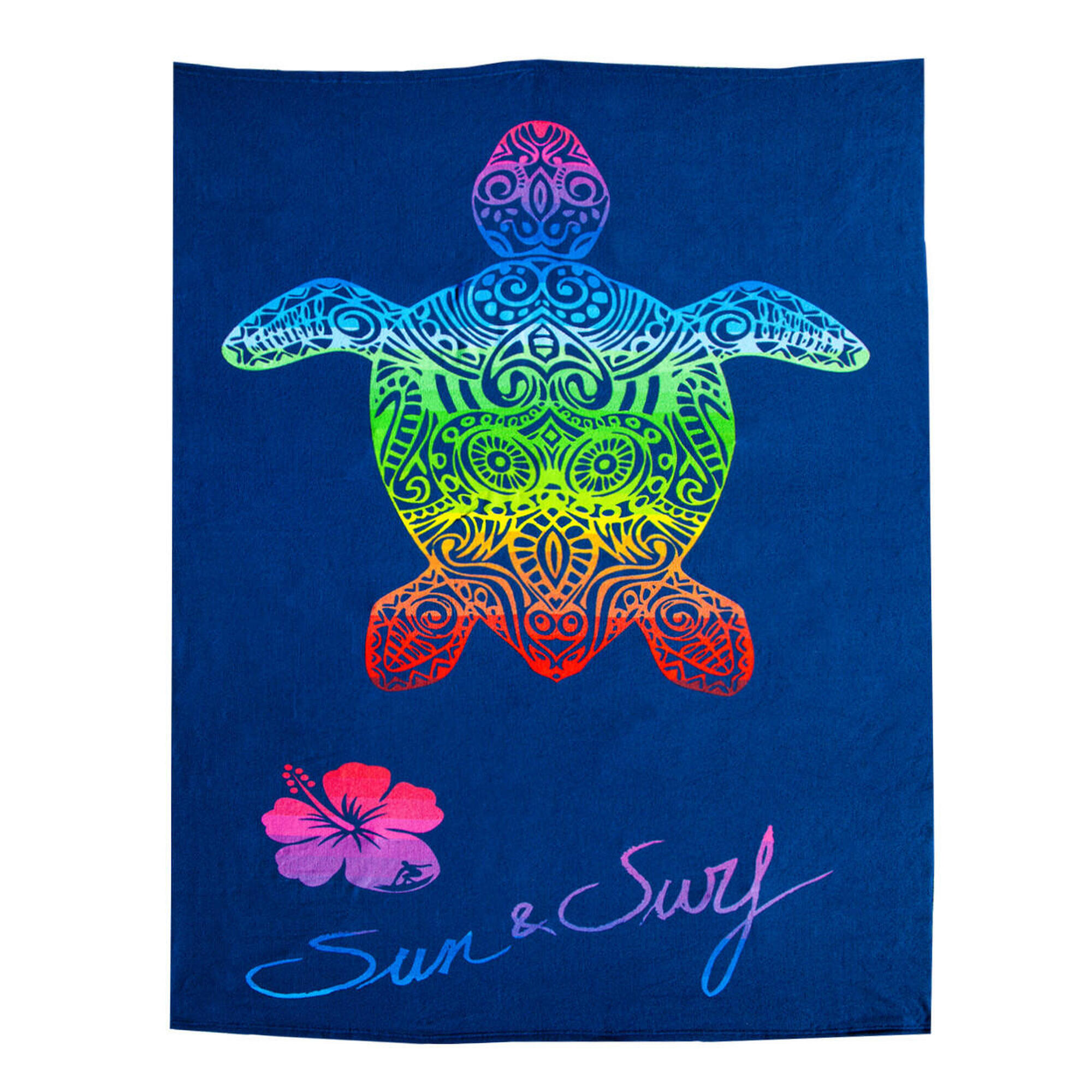 Sun & Surf - Serviette De Plage En Microfibre Tortue - Double - Serviette - Multicolore - Taille Unique - Decathlon