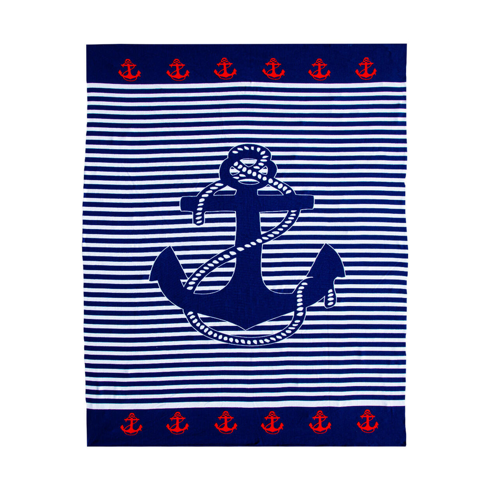 Sun & Surf - Serviette De Plage En Microfibre Ancre - Double - Serviette - Multicolore - Taille Unique - Decathlon