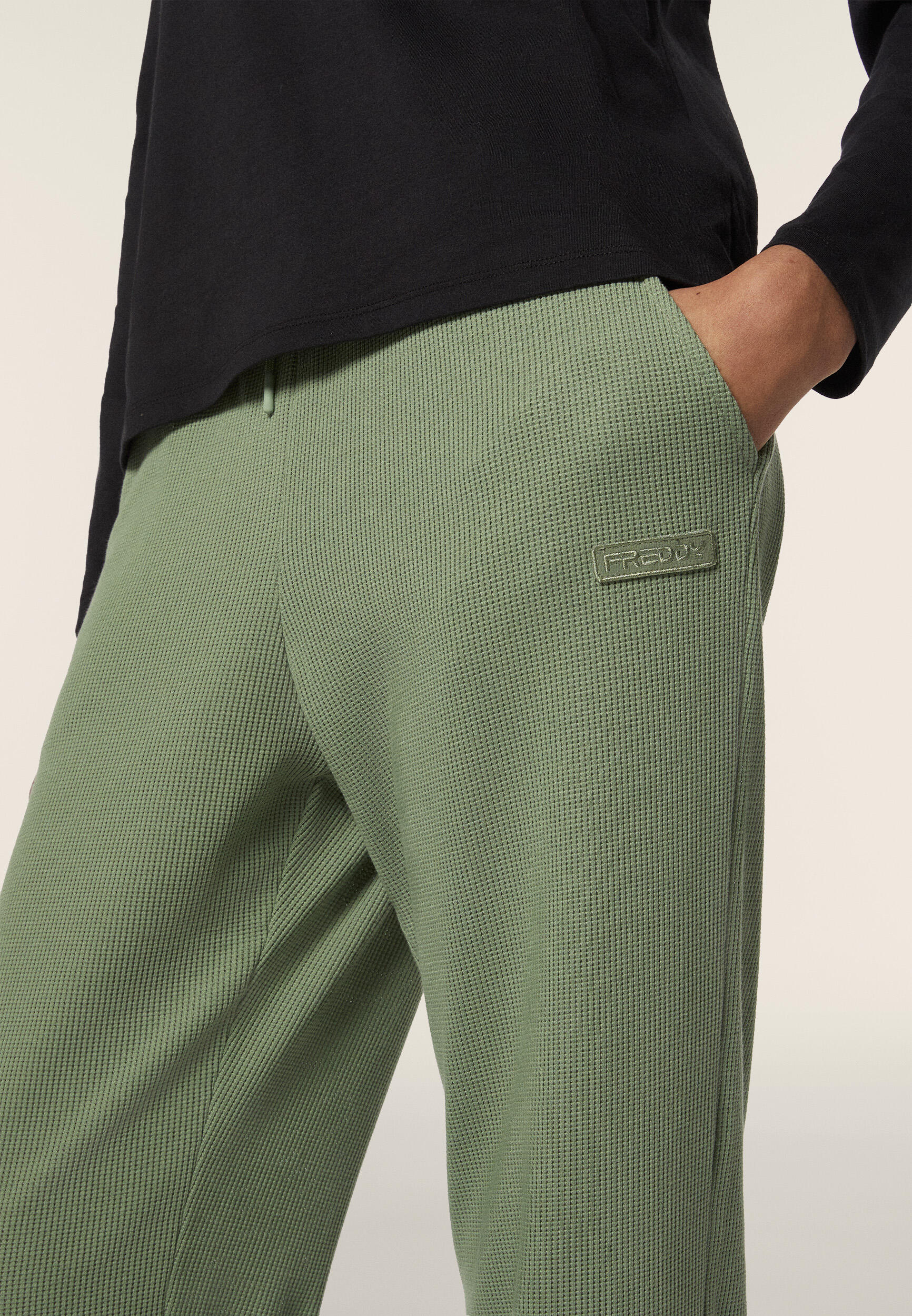 Pantaloni joggers da donna in tessuto jersey waffle 5/5