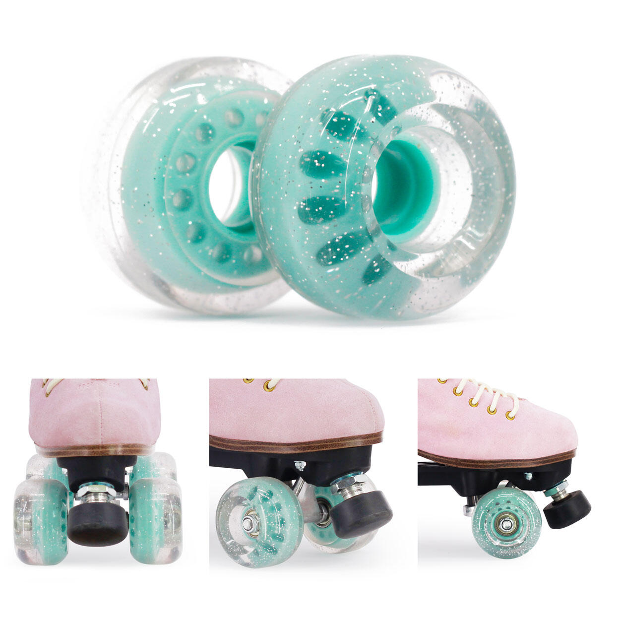 BTFL Roller Skate ROLLERS Set (4 pcs) - 62 x 38 mm - 80A - mint transparent 2/5